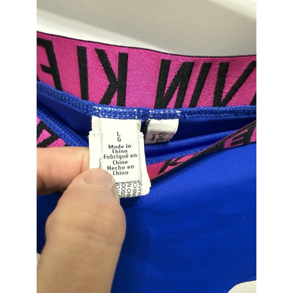Calvin Klein Blue bikini Set Large High Waist Bottom Intense Power Ribbed - Picture 10 of 14